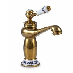 GRIFO DE LAVABO PALOMA DE PIE BAJO DORADO S-1107 RETRO