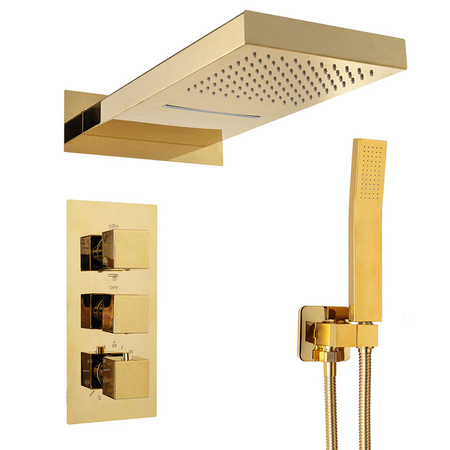 CONJUNTO DE DUCHA ENZO EMPOTRADO CON TERMOSTATO S-1159 DORADO
