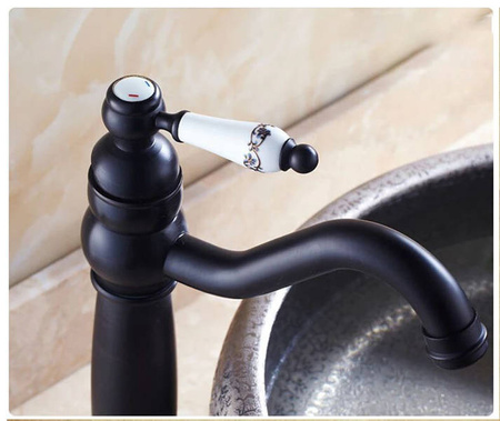 Grifo de lavabo Paloma alto retro S-1110 negro