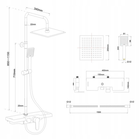 CONJUNTO DE DUCHA EXTERNA Y-3001 CROMO