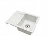 Fregadero de cocina de granito Blanco 47.4cm x 58.4cm, 1 cubeta con escurridor + Kit de desagüe 