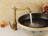 GRIFO DE LAVABO ESTELA ALTO GIRATORIO ORO VIEJO S-1087 RETRO