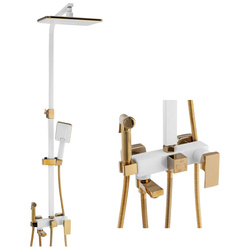CONJUNTO DE DUCHA EXTERIOR CUBO S-1067WG BLANCO/ORO