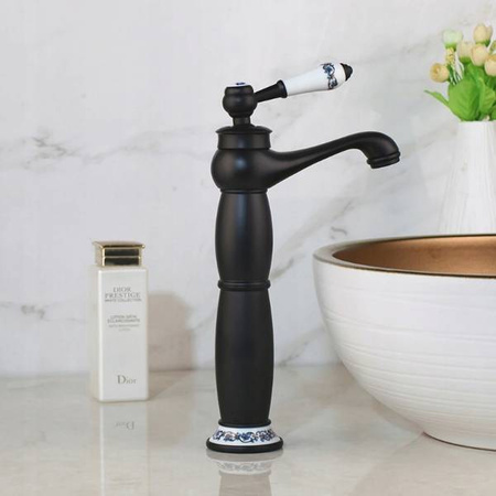 GRIFO DE LAVABO PALOMA ALTO RETRO SEM-1108 NEGRO