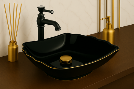 GRIFO DE LAVABO CRYSTAL ALTO RETRO S-1138B NEGRO