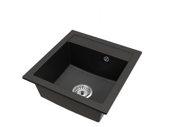 Fregadero Cocina Negro 52x49cm, Fregadero Granito 1 Seno + Sifón
