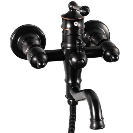 GRIFO DE BAÑERA DE PARED ADELITA RETRO S-1181BG NEGRO