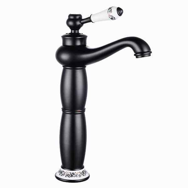 GRIFO DE LAVABO PALOMA ALTO RETRO SEM-1108 NEGRO