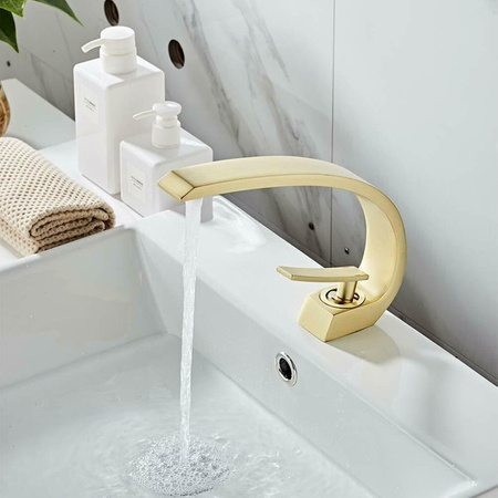 GRIFO DE LAVABO MOON DE PIE S-1080G DORADO