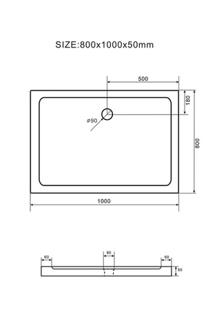 PLATO DE DUCHA RECTANGULAR SLIM 100x80 BLANCO