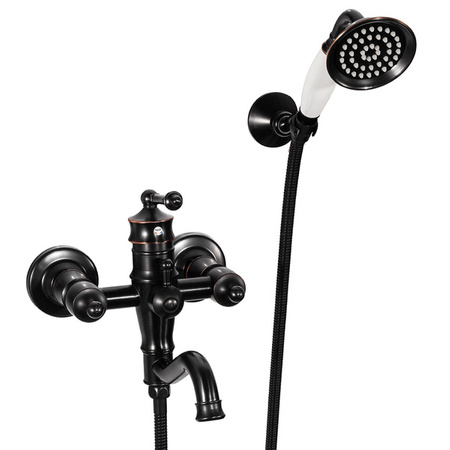 GRIFO DE BAÑERA DE PARED ADELITA RETRO S-1181BG NEGRO