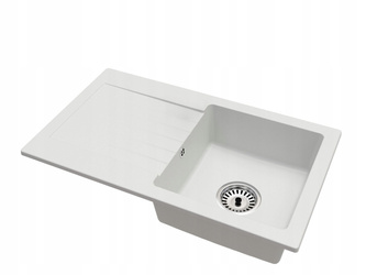 Fregadero Cocina Blanco 43,7x75cm, Fregadero Granito 1 Seno + Sifón