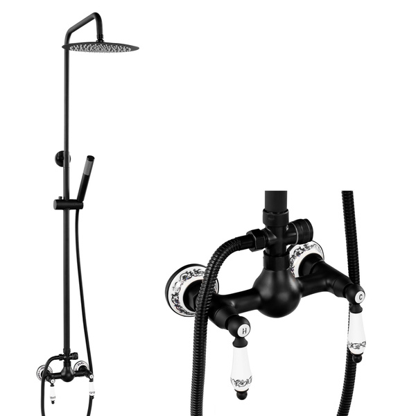 CONJUNTO DE DUCHA RETRO PALOMA S-1198B NEGRO