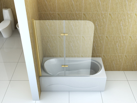 Mampara de baño MARION de 2 hojas 120x140 móvil dorado cepillado