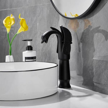 GRIFO DE LAVABO SWENNA ALTO RETRO S-1178B NEGRO