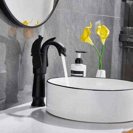 GRIFO DE LAVABO SWENNA ALTO RETRO S-1178B NEGRO