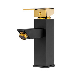 GRIFO DE LAVABO DE PIE CUBO BAJO S-1022BG NEGRO/DORADO