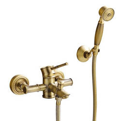 GRIFO DE BAÑERA DE PARED RETRO LAURA S-1182VG ORO ANTIGUO