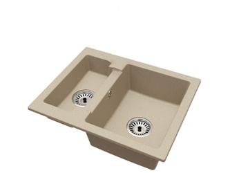 Fregadero Cocina Beige 47,5x58,2cm, Fregadero Granito 1,5 Senos + Sifón