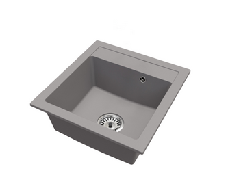 Fregadero Cocina Gris 52x49cm, Fregadero Granito 1 Seno + Sifón