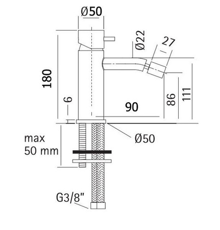 GRIFO DE BIDÉ BELLA DE PIE S-1118 CROMO