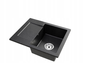 Fregadero de cocina de granito Beige 47.4cm x 58.4cm, 1 cubeta con escurridor + Kit de desagüe