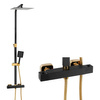CONJUNTO DE DUCHA EXTERIOR CON TERMOSTATO S-1164BG NEGRO/DORADO