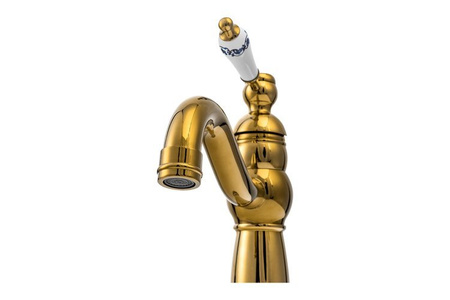 GRIFO DE LAVABO PALOMA DE PIE BAJO RETRO S-1109 DORADO