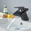 GRIFO DE LAVABO DE VIDRIO LUNA DE PIE BAJO S-1002B NEGRO