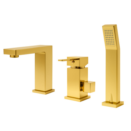 GRIFO DE BAÑERA CUBO DE 3 AGUJEROS S-1032G DORADO