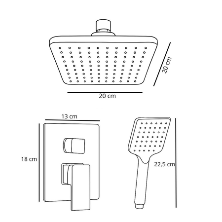 CONJUNTO DE DUCHA EMPOTRADO BASILIO S-1103G V3 DORADO