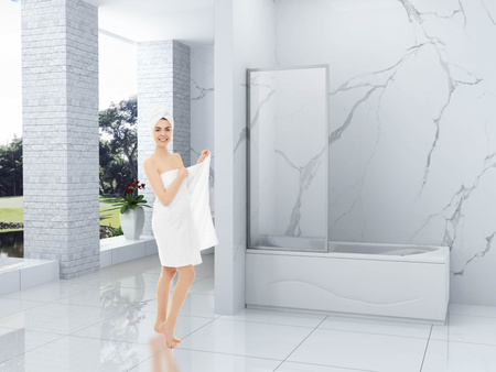 MAMPARA DE BAÑO VESTON DE 1 HOJA 80X150 FIJA CROMO